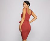 Slay In Style Ribbed Scoop Neck Midi Dresses